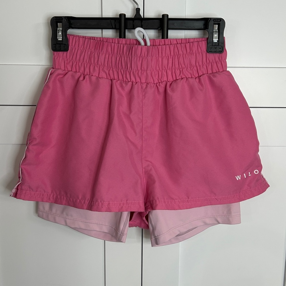 Wilo The Label Pink 2-in-1 Athletic Shorts Built In Liner Running Gym Size M
